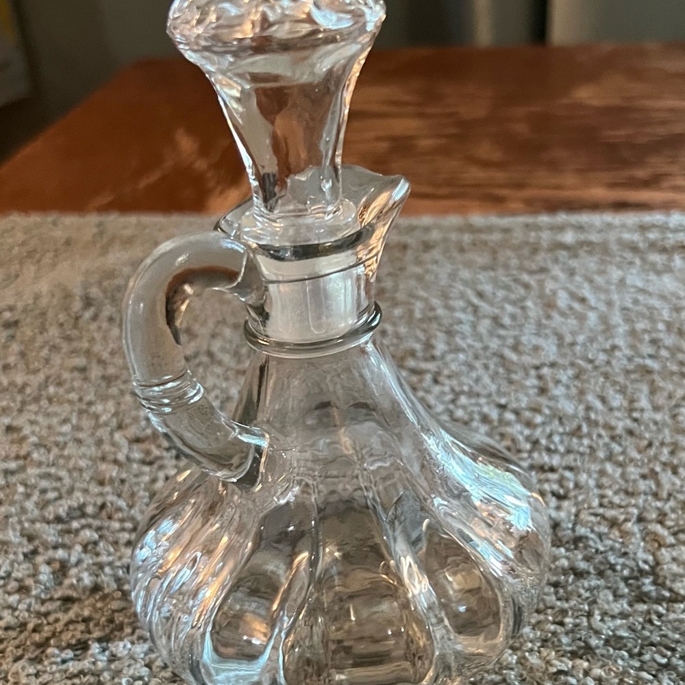 Vintage Clear Glass Cruet with Stopper 6oz